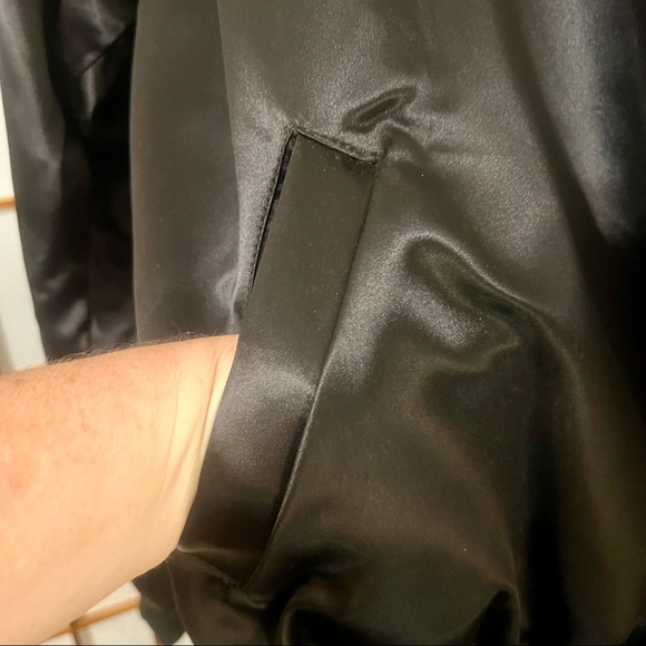 Vintage Black Satin Circus Circus Poker Bomber Jacket XXL - Picture 7 of 12